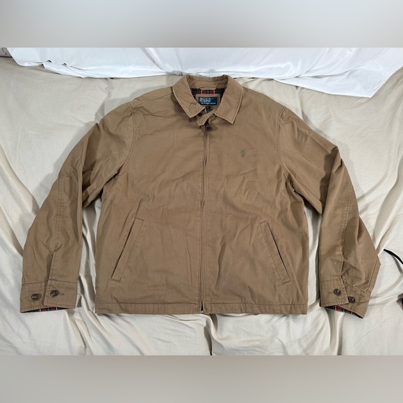 Polo Ralph Lauren Tan Lined Jacket Men’s LARGE Plaid